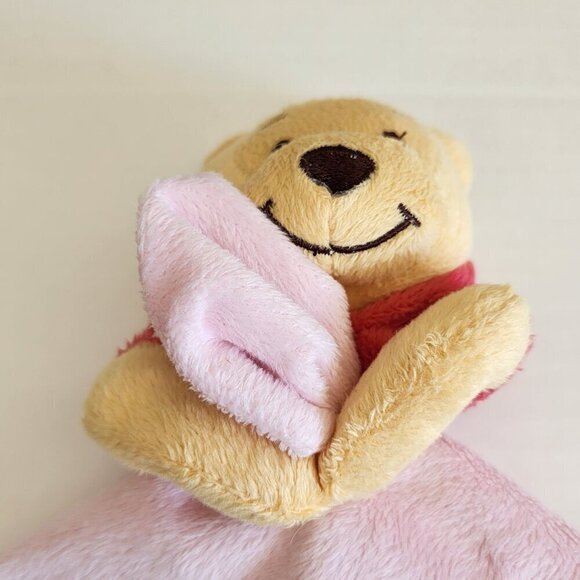 Disney Baby Winnie the Pooh pink plush lovey security blanket butterfly flower - Picture 2 of 6